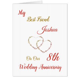 Large 8th Anniversary design greeting Card