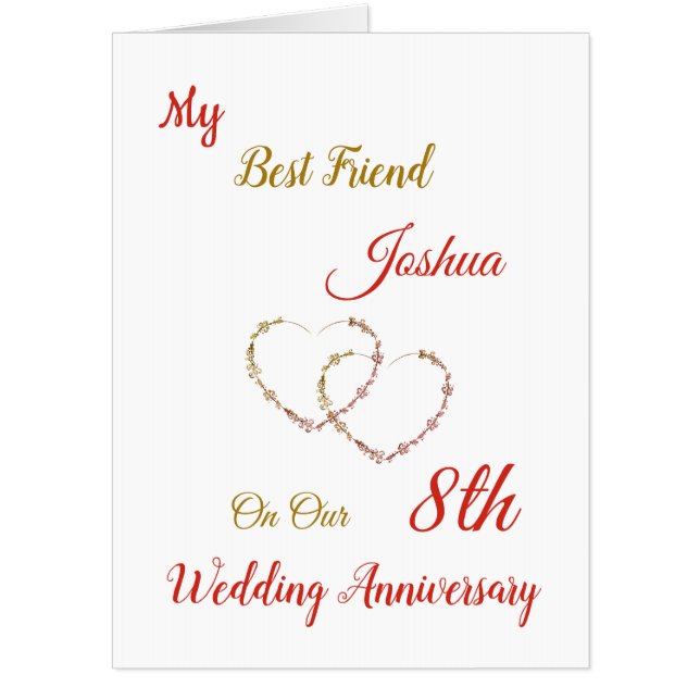 Large 8th Anniversary design greeting Card (Front)