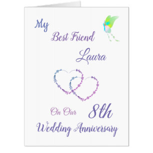 Large 8th Anniversary design greeting Card