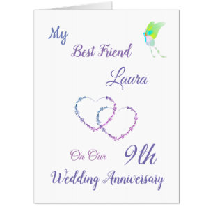 Large 9th Anniversary design greeting Card