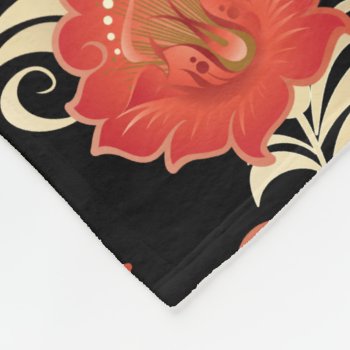 Large Abstract Red-orange Flowers Fleece Blanket 2 by LilithDeAnu at Zazzle