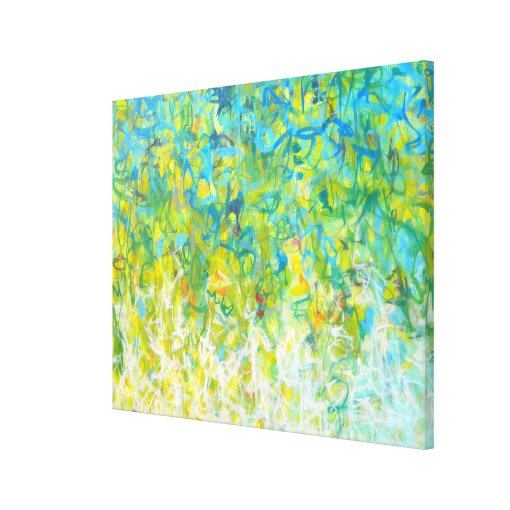 Large Abstract Turquoise Yellow Green White Canvas | Zazzle