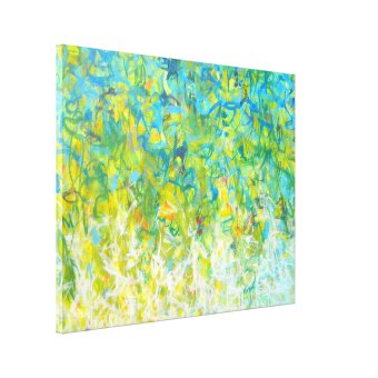 Large Abstract Turquoise Yellow Green White Canvas | Zazzle