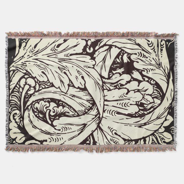 Large Acanthus Leaf  Throw Blanket (Front)
