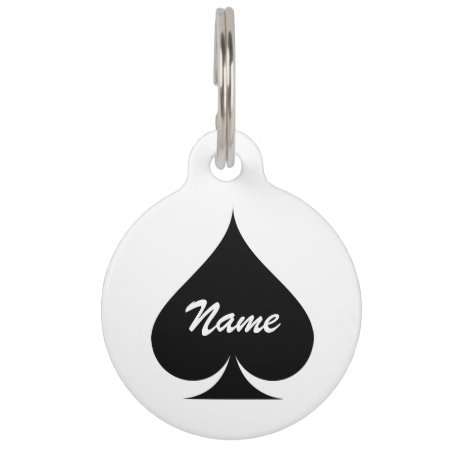 Large Ace Of Spades Name Pet Tag For Dogs And Cats