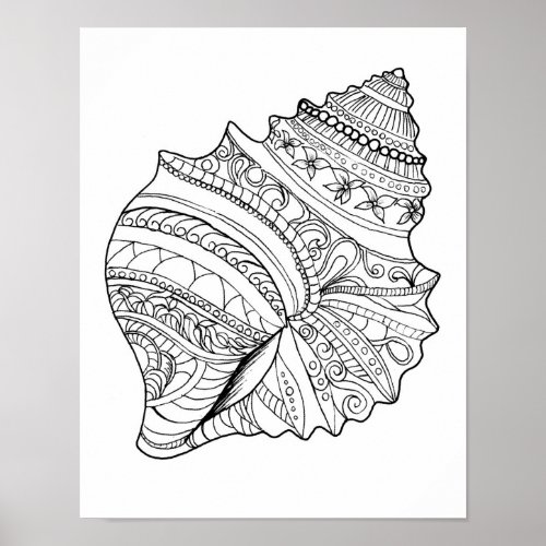 Large Adult Coloring Page Octopus Ocean Art Poster