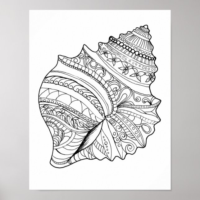 Large Adult Coloring Page Octopus Ocean Art Poster (Front)