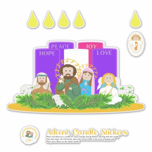 Large Advent Candle Stickers