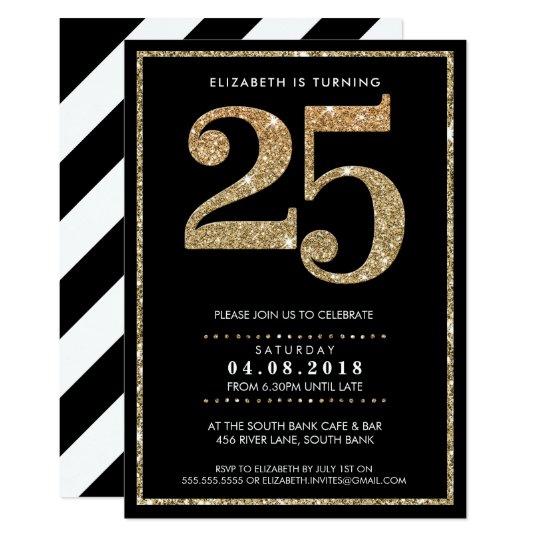 18TH BIRTHDAY PARTY INVITE modern gold glitter | Zazzle.com