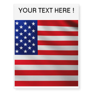 Large American Flag background in the wind Temporary Tattoos