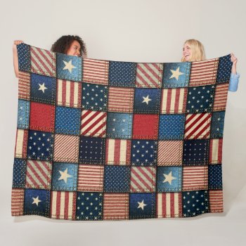 Large Americana Patchwork Image Fleece Blanket by sharonrhea at Zazzle
