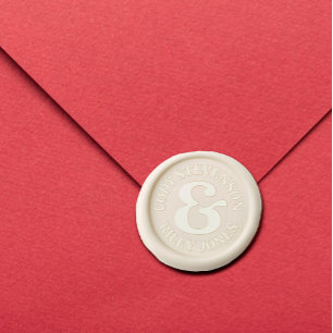 Large Ampersand Names In Curved Text Wedding Wax Seal Sticker