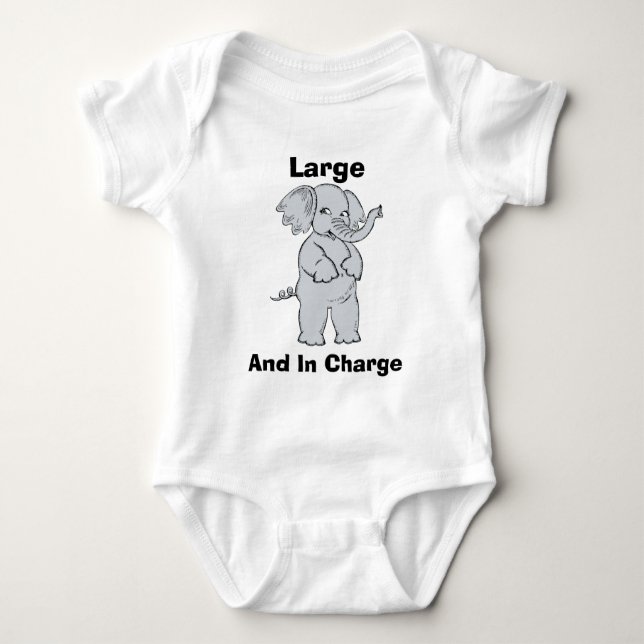 Large And In Charge Sweet Elephant Baby Bodysuit (Front)