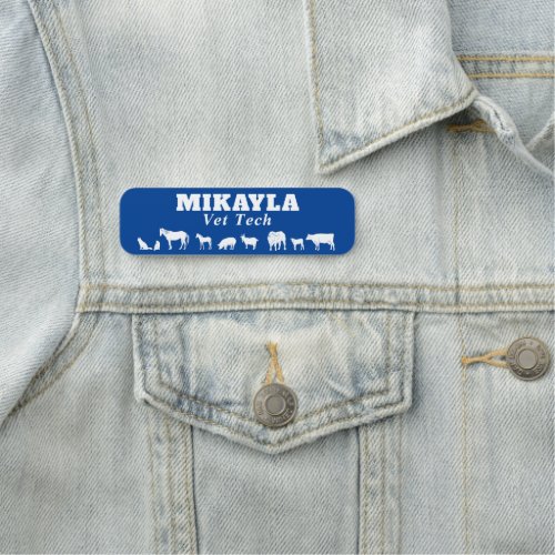 Large and Small Animal Veterinarian  Blue  Name Tag