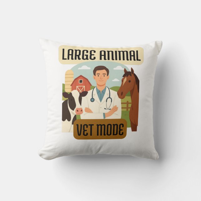 Large Animal Veterinarian – Farm Vet Mode Design Throw Pillow (Front)