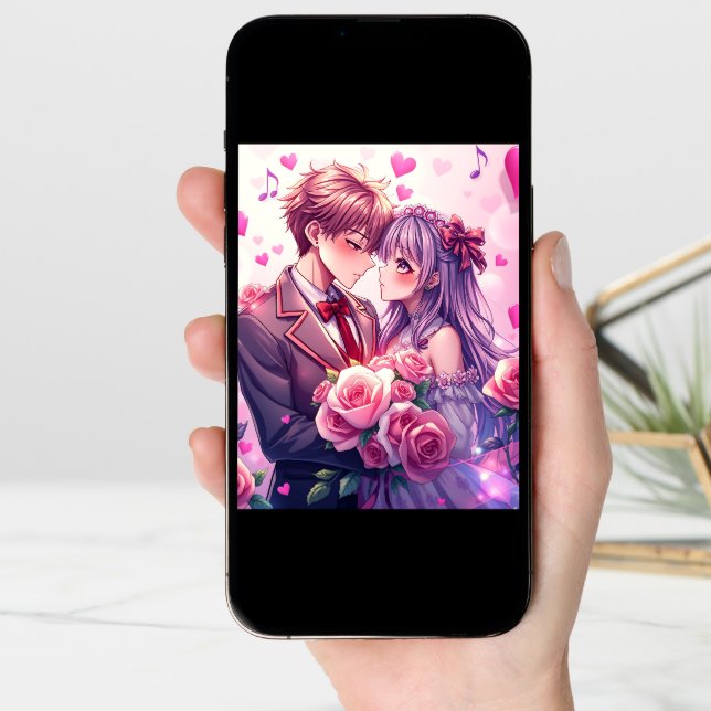 Large Anime Personalized Valentine's Day Card (Front Digital)