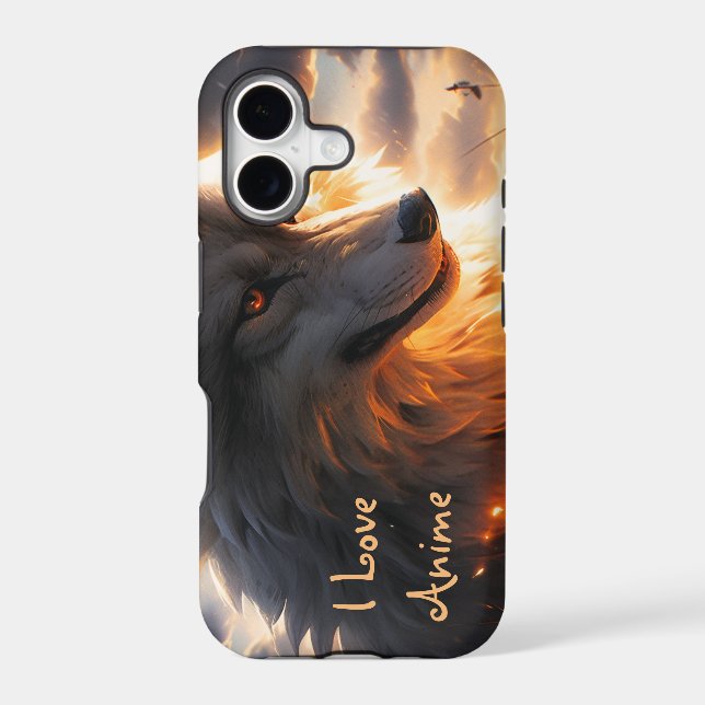 Large anime wolf  iphone case (Back)