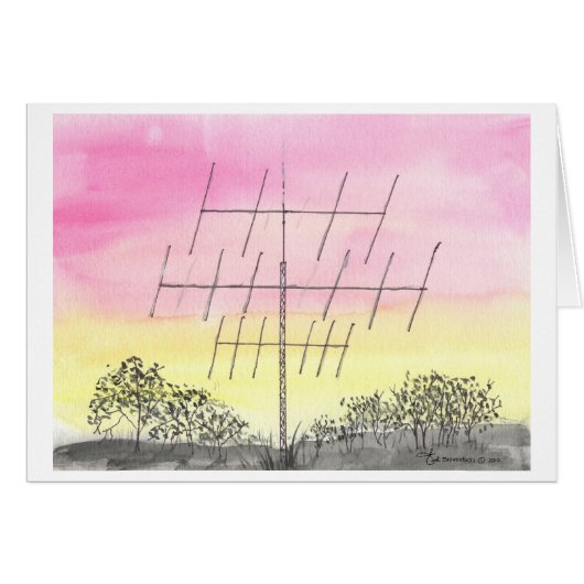 Large Antenna At Sunset Cards (Front Horizontal)