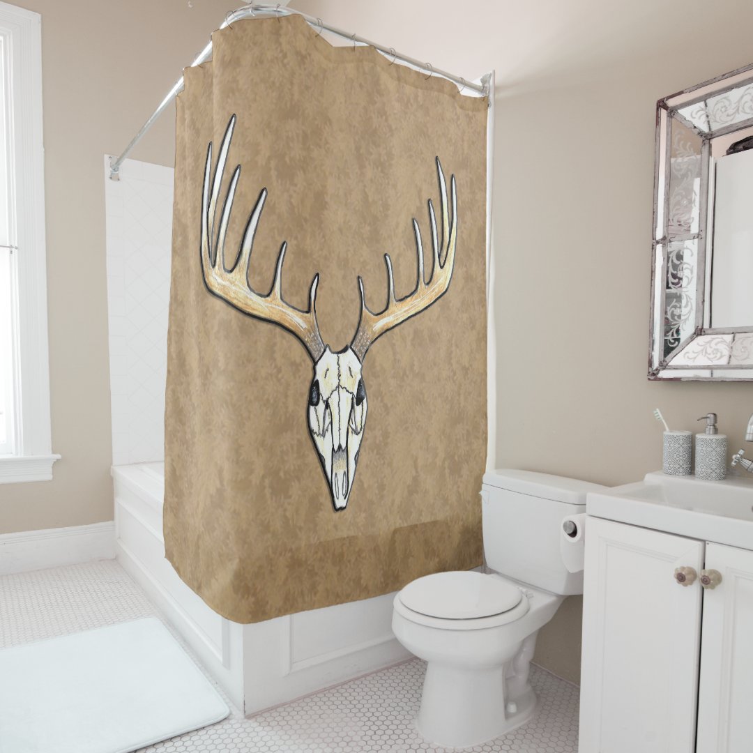Large Antler Deer Skull Hunting Shower Curtain Zazzle