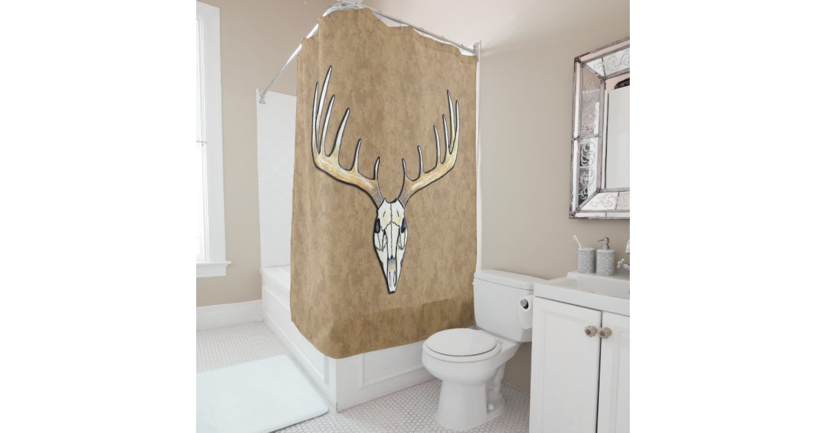 Large Antler Deer Skull Hunting Shower Curtain Zazzle