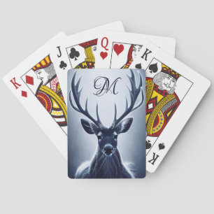 Large Antler Stag Deer with Monogram Poker Cards
