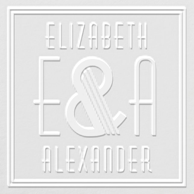 Large Art Deco 2F Ampersand Couple 2 Initial Names Embosser (Design)