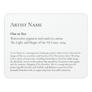 Large Art Exhibit Label Sign