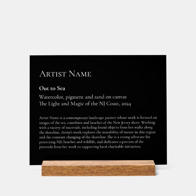 Large Art Gallery Art Exhibit Plaques Acrylic Sign (Front)