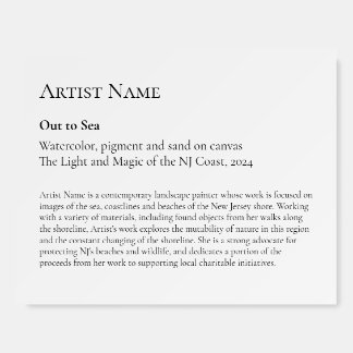 Large Art Gallery Art Exhibit Plaques Foam Board