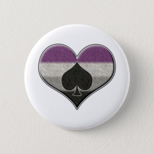 Large Asexual Pride Flag Colored Heart with Ace  Pinback Button