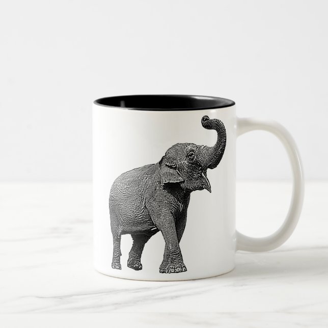 LARGE ASIAN ELEPHANT - INDIAN ELEPHANT Two-Tone COFFEE MUG (Right)