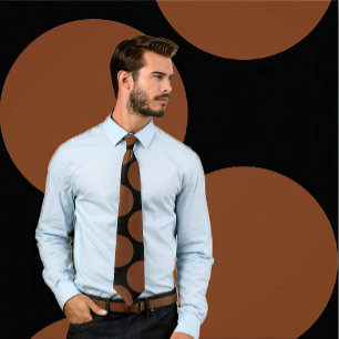 Large Auburn Polka Dots on Black Tie