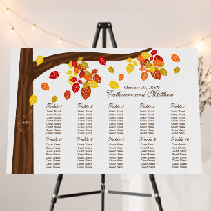 Large Autumn Falling Leaves Wedding Seating Chart Foam Board