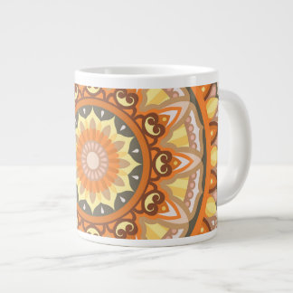 Large Autumn Mandala Warm Cozy Fall Design Pattern Giant Coffee Mug