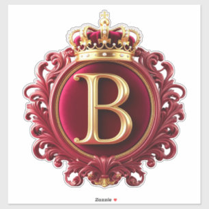 Large B Monogram on Red Velvet Sticker