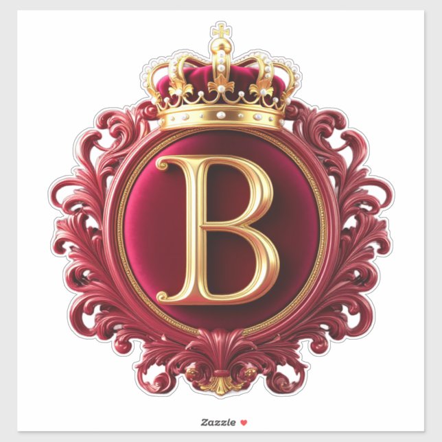 Large B Monogram on Red Velvet Sticker (Sheet)