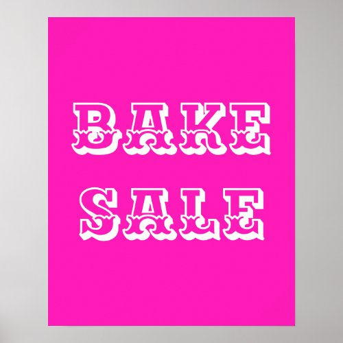 Large Bake Sale Sign Pretty Pink Bake Sale Poster