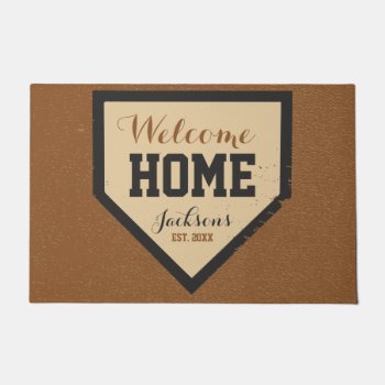 Large Baseball Family Home Plate Name And Year Doormat by INAVstudio at Zazzle