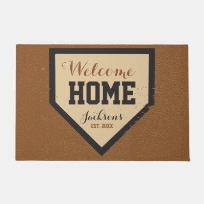 Large Baseball Family Home Plate Name And Year Doormat Zazzle Com