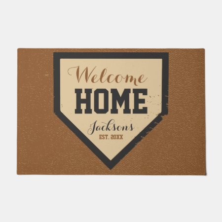 Large Baseball Family Home Plate Name And Year Doormat