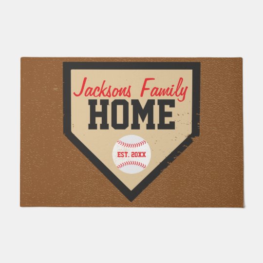 Large Baseball Family Home Plate Name And Year Doormat Zazzle Com