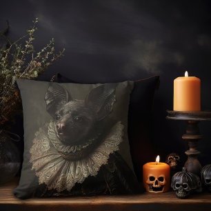 Large Bat in Baroque Clothing Throw Pillow