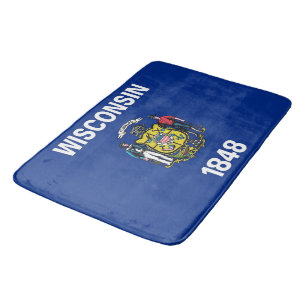 Large bath mat with flag of Wisconsin, USA