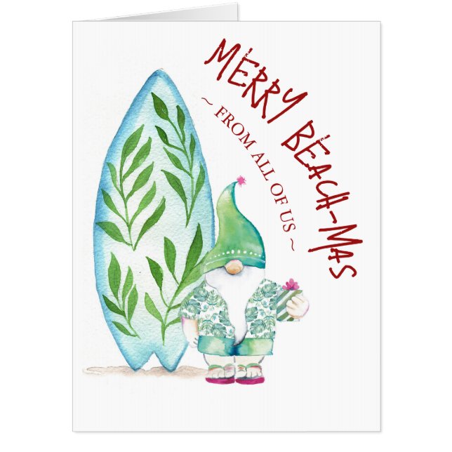 Large Beach Christmas Cards Template (Front)