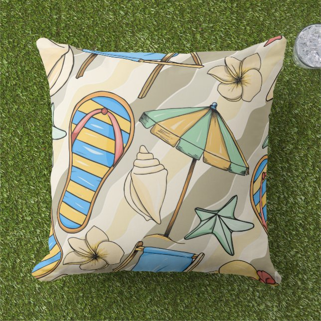 Large Beach  Outdoor Pillow (Grass)