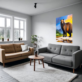 Large bear in the forest | AI Art Poster