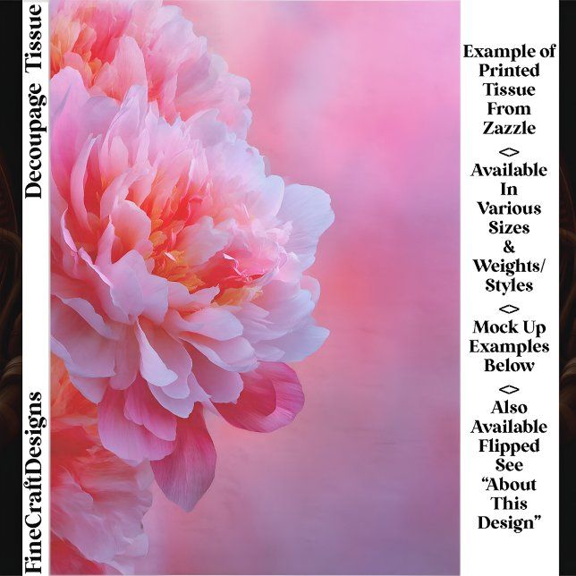 Large Beautiful Pink Peony Flower EY9L Decoupage Tissue Paper (Creator Uploaded)