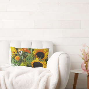 Large Beautiful Sunflowers Print 13"x21" Lumbar Pillow