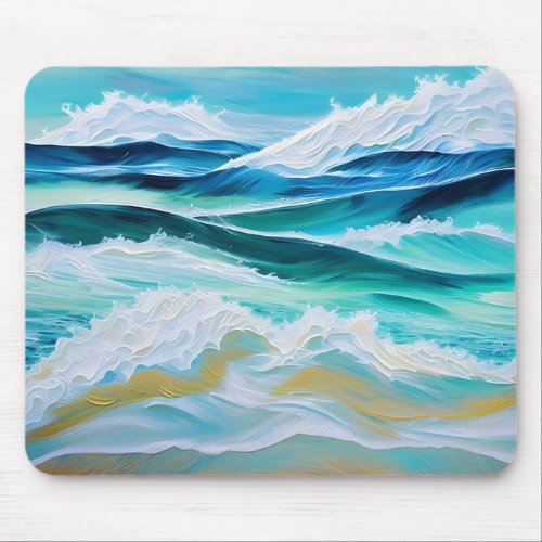 Large beautiful waves in sea mouse pad