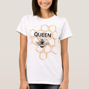 Large Bee and Honeycomb with words "Queen Bee" T-Shirt